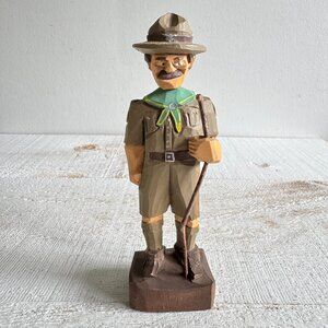 Vintage Scout Leader - Tom Hannah Hand Carved Wood Folk Art Figurine